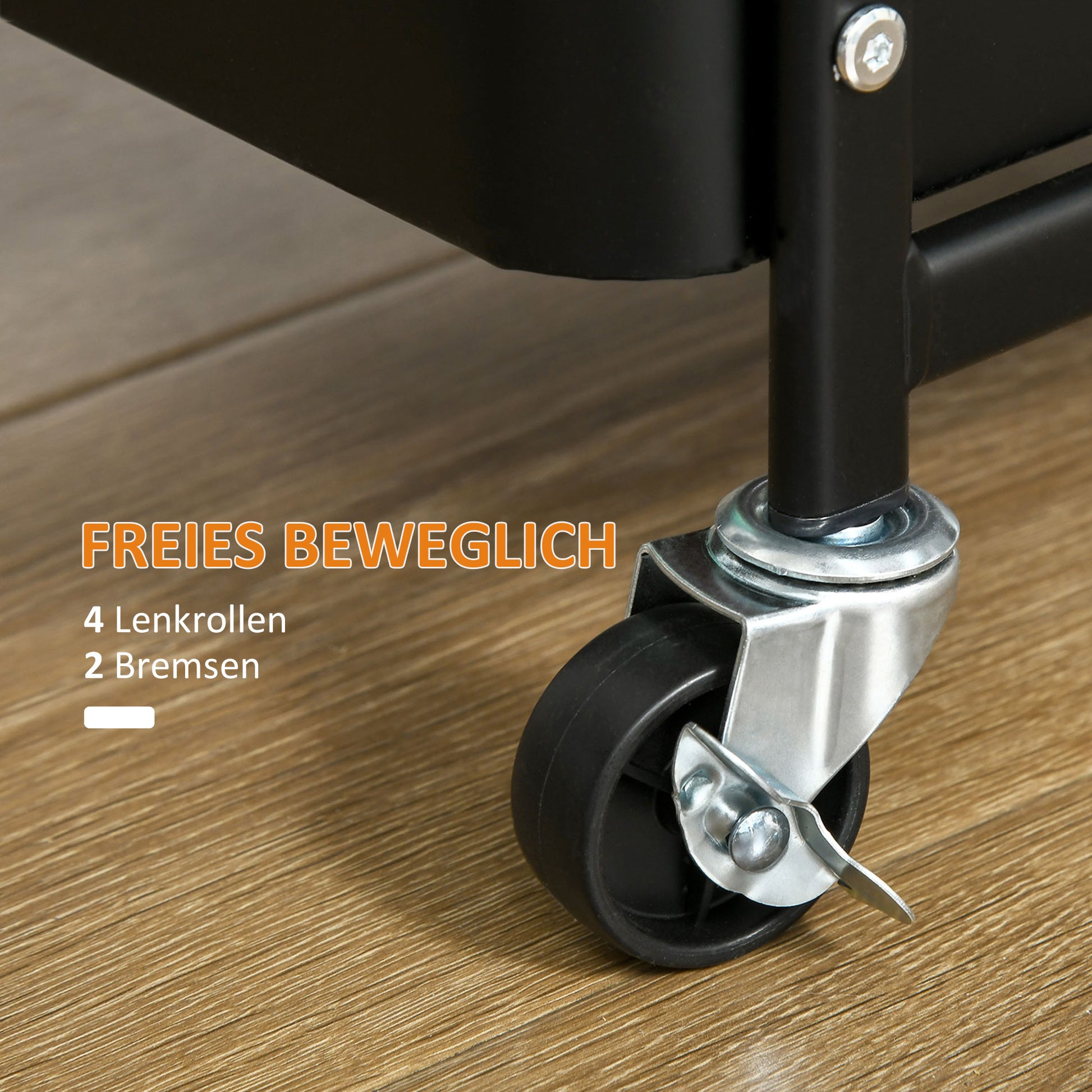 HOMCOM Küchentrolley mit Lochtafel, Handtuchhalter, Aufbewahrungskörbe, Schwarz