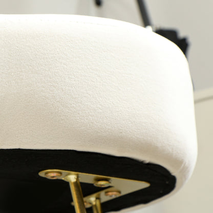 HOMCOM Sitzhocker, Polsterhocker in Kleeblattform, Stoffbezug, Stahlbeine, Cremeweiß