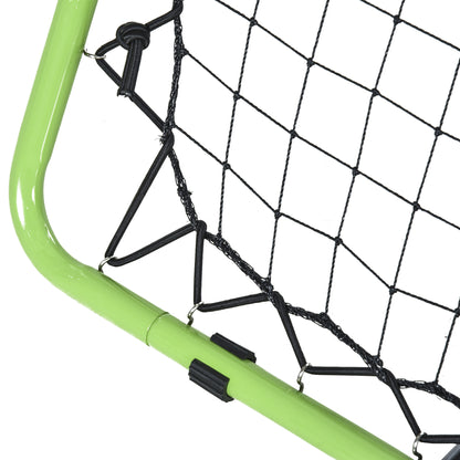 HOMCOM Fußball Rebounder Kickback Tor Rückprallwand Netz für Baseball Basketball beidseitiger Rückprall Verstellbar in 5 Stufen Metall Grün+Schwarz 75 x 75 x 64 cm