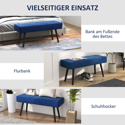 HOMCOM Sitzbank Polsterbank Bettbank, Samtoptik, 100 x 36 x 45 cm, Blau