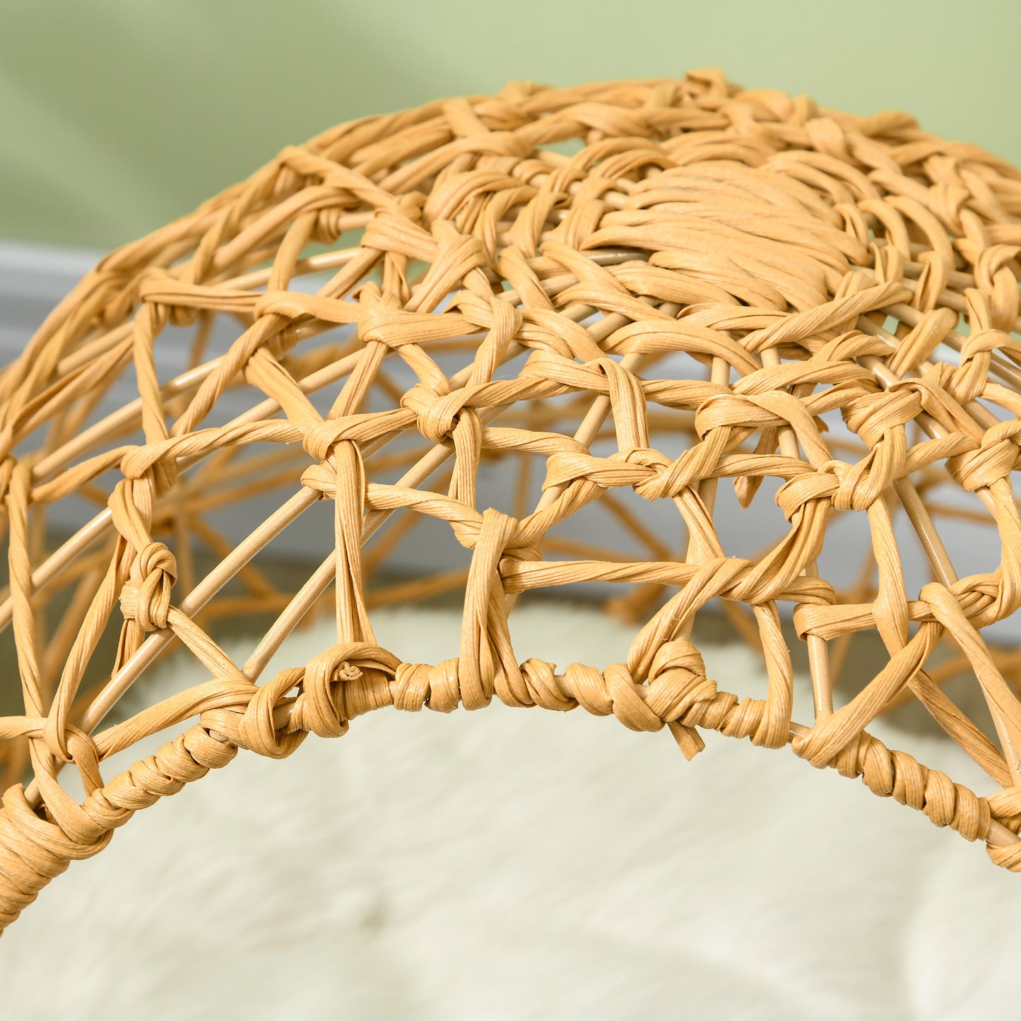 Pawhut Rattan Katzenkorb Katzenhöhle Katzenhütte Katzenbett mit Kissen erhöhtes Design Haustierbett Braun Ø45 x 57H cm