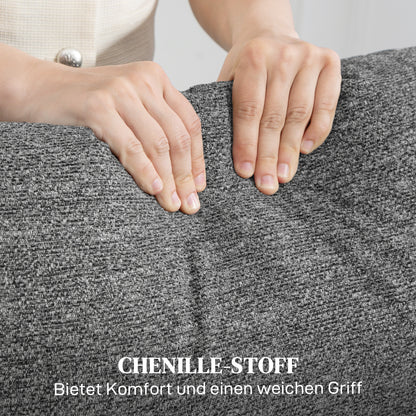 HOMCOM 2-Sitzer-Sofa, individuell verstellbare Rückenlehnen, Fußstütze, Stoffbezug, Stahl, Grau