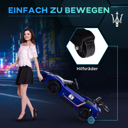 AIYAPLAY Elektro-Kinderauto 12V, lizenziert, Fernbedienung, stoßdämpfende Räder, Blau, 115x60x45 cm