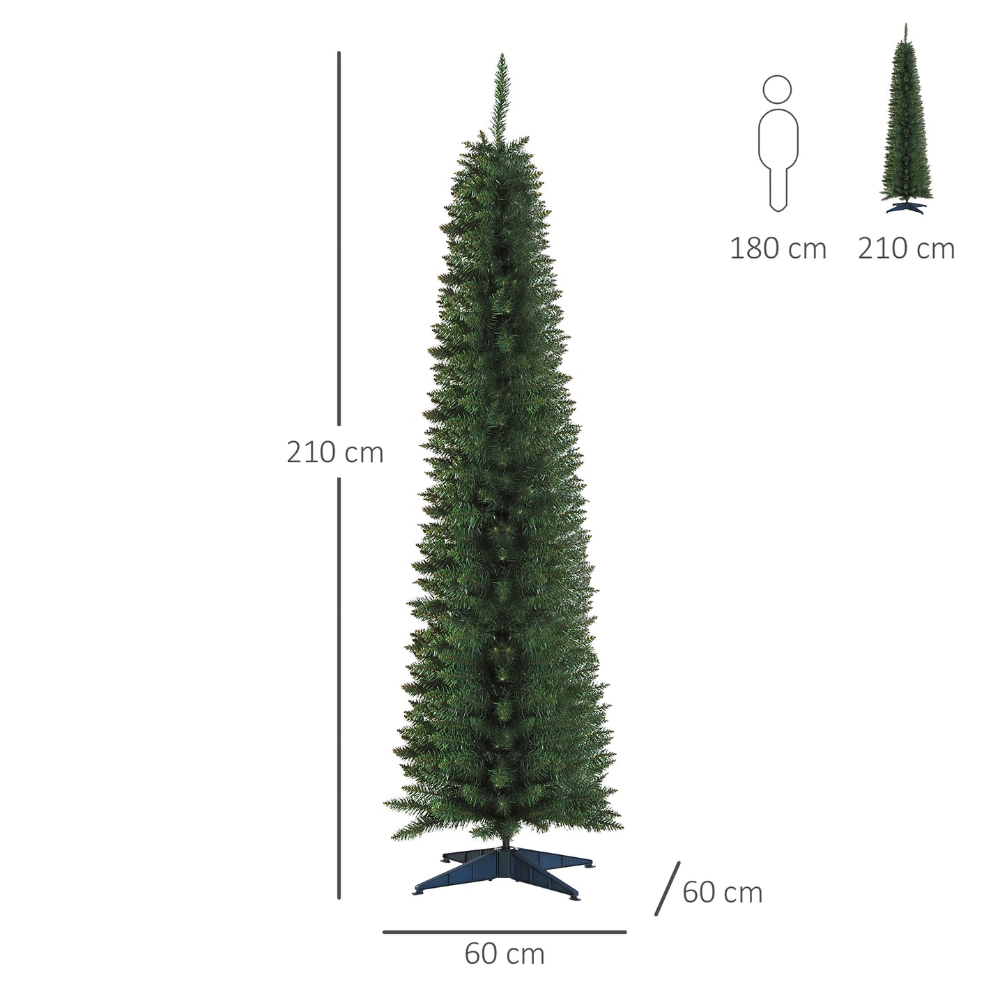 HOMCOM Weihnachtsbaum künstliche Künstliche Tanne Christbaum, inkl Ständer Weihnachtsstern 2,1 m, Grün