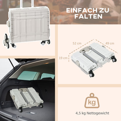 HOMCOM Einkaufstrolley Treppensteiger Mobile Transportbox, klappbar, Teleskopgriff, bis max. 65 Kilo belastbar, Weiß