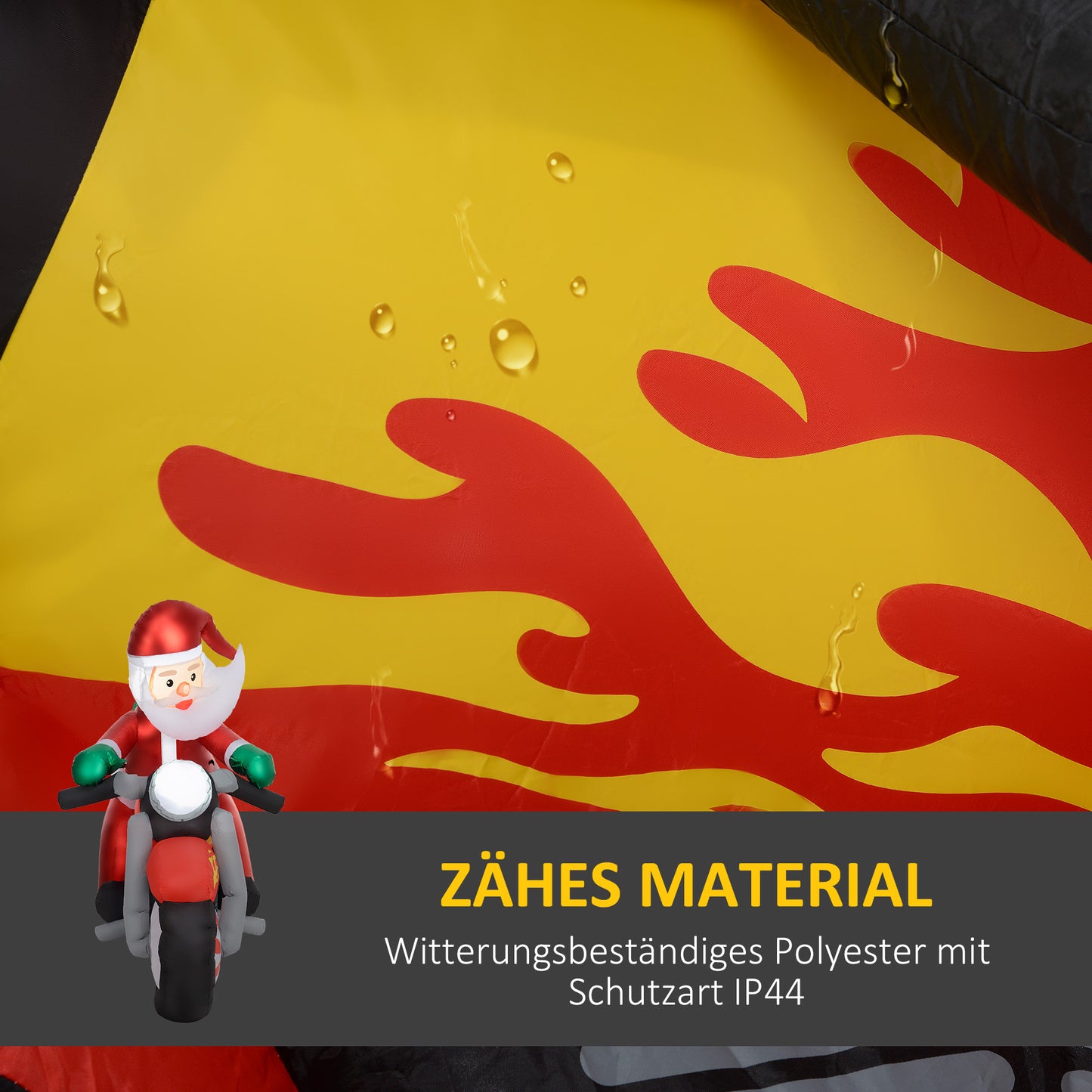 Outsunny Weihnachtsmann auf Motorrad, Gartendeko, LEDs, aufblasbar, wetterfest, 180 x 95 x 170 cm