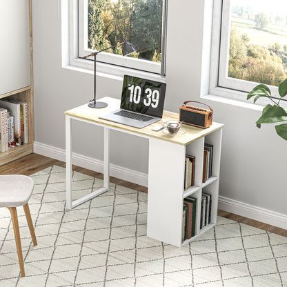 HOMCOM Kompakter Computertisch, Moderner Schreibtisch mit Stauraum-Fächern, für kleine Räume, 100 x 54 x 75 cm, Weiß