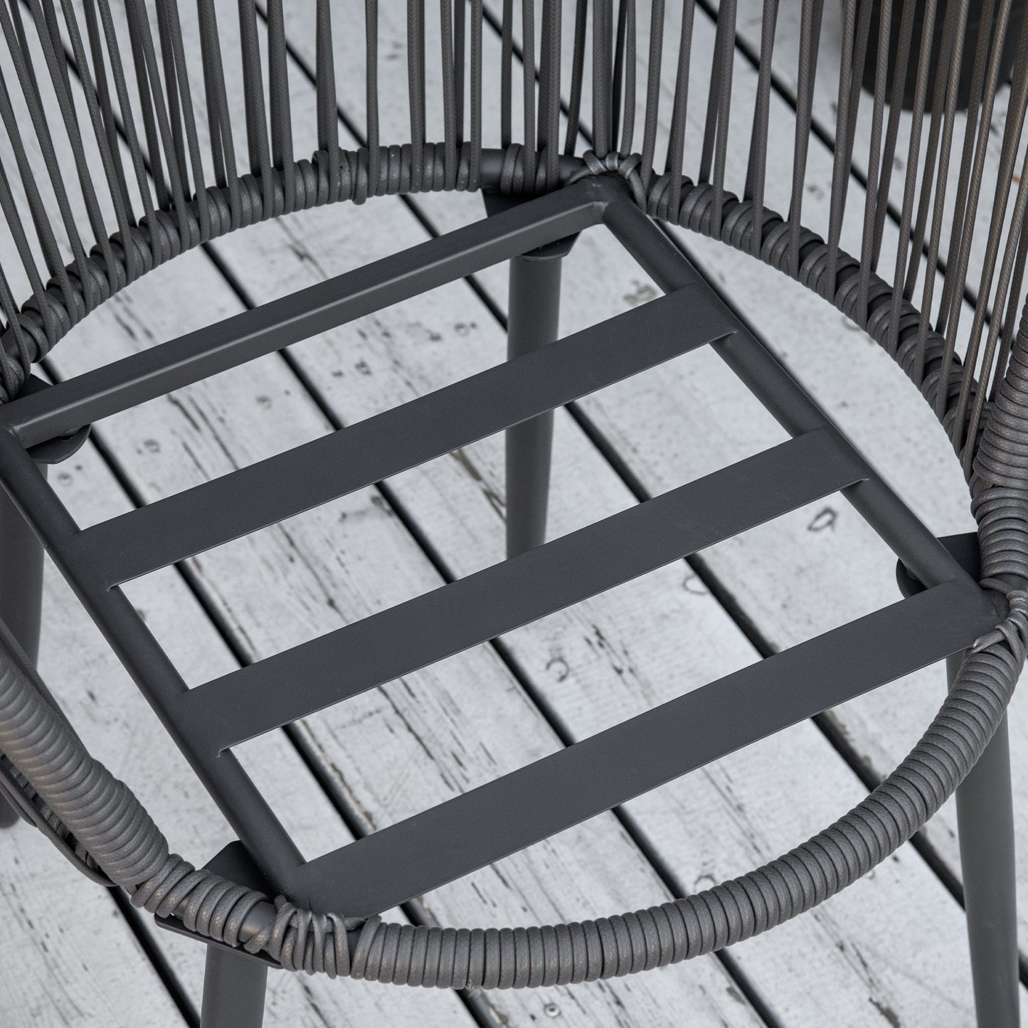 Outsunny Bistro-Set Rattan-Sofa-Set Terrassen-Set, 2 Stühle, 1 Tisch, wetterbeständig, 65 x 63 x 80 cm, Dunkelgrau + Hellgrau