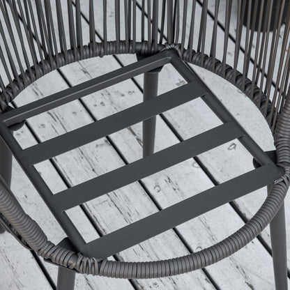 Outsunny Bistro-Set Rattan-Sofa-Set Terrassen-Set, 2 Stühle, 1 Tisch, wetterbeständig, 65 x 63 x 80 cm, Dunkelgrau + Hellgrau