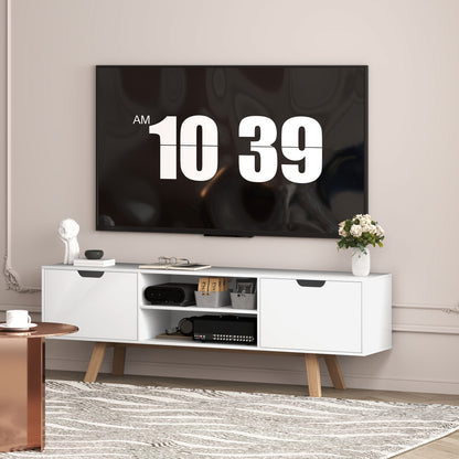 HOMCOM TV-Kommode mit Schubladen und offenen Regalen, MDF, 150 x 39 x 50 cm, Weiß