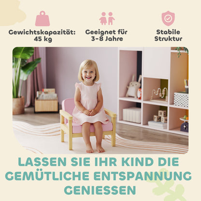 AIYAPLAY Kindersessel Kindersofa mit Kord-Optik, massiven Holzfüßen Sessel aus Schaumstoff Kinderstuhl für Kinderzimmer, Spielzimmer, 46,5 x 44 x 45 cm, für Kinder 3-8 Jahre Rosa