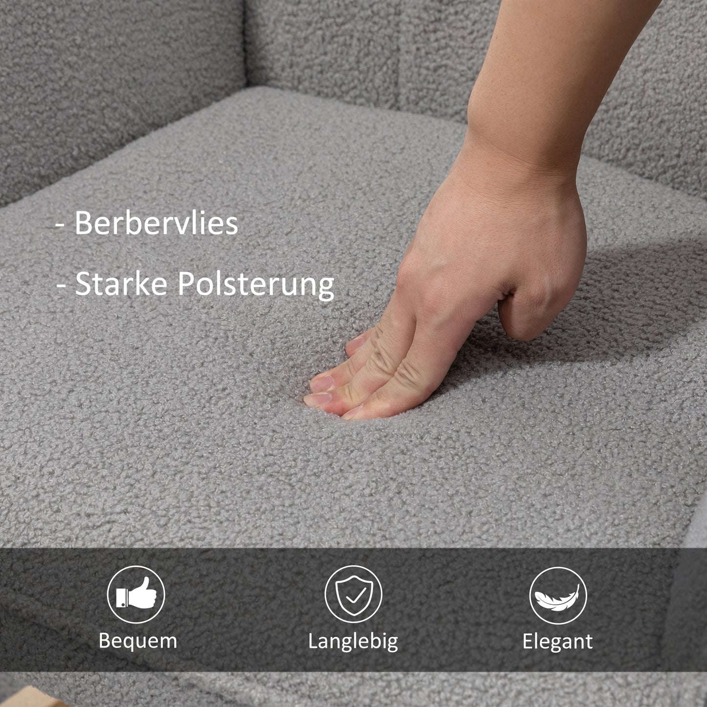 HOMCOM Schaukelstuhl im Retro-Design, Massivholz, Schwingsessel, 71 cm x 92 cm x 101 cm, Hellgrau