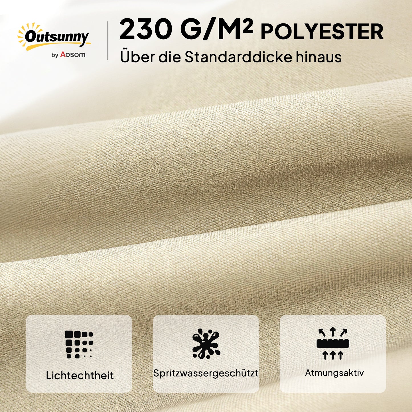 Outsunny Outdoor-Kissen-Set für Bank oder Hollywoodschaukel, zweifarbig, Polyester, Schaumstoff, 180 x 110 x 8 cm, Beige+Schwarz