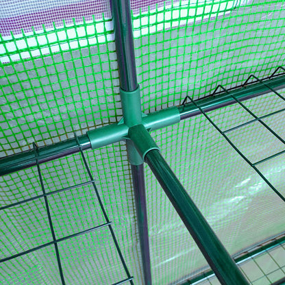 Outsunny Foliengewächshaus Tomatengewächshaus mit Mesh Fenster, Treibhaus mit aufrollbaren Türen, Anzuchthaus mit UV Schutz, Grün, 200 x 100 x 215 cm