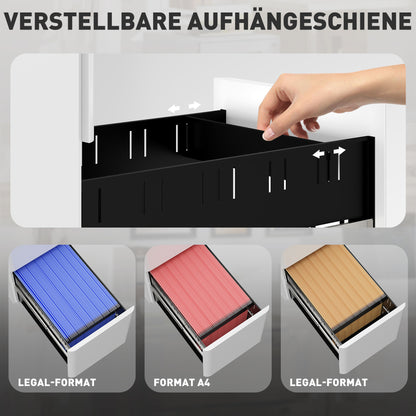 Vinsetto Aktenschrank aus Metall, Büroschrank, 3 Schubladen, rollbar, Weiß