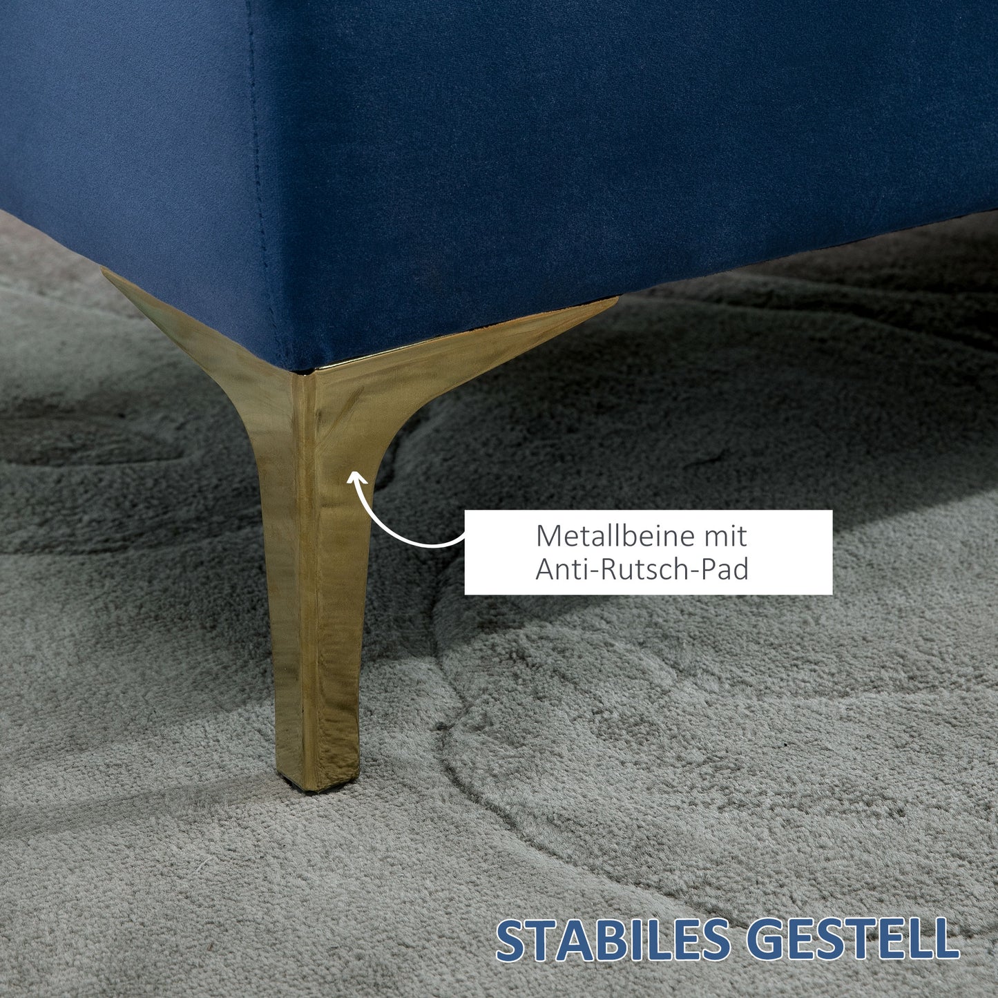 HOMCOM Sitzbank Bettbank Schuhbank mit erhöhten Beine Schlafzimmer Samt Blau