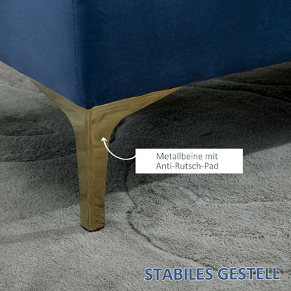 HOMCOM Sitzbank Bettbank Schuhbank mit erhöhten Beine Schlafzimmer Samt Blau