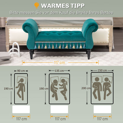 HOMCOM Polsterbank, Sitzbank, Vintage-Design, bis 150 kg, 117x40x58 cm, Grün