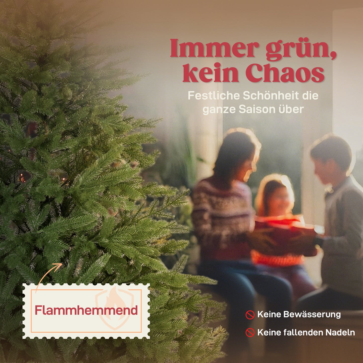 HOMCOM Künstlicher Weihnachtsbaum, realistisches Aussehen, klappbare Zweige, Holzsockel