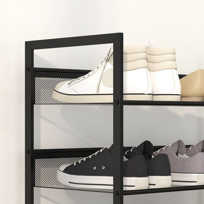 HOMCOM kleines Schuhregal Schuhablage Schuhständer hoch schmal, 5 Regale, 72 cm x 30 cm x 102 cm, Schwarz