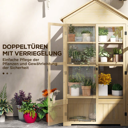 Outsunny Gewächshaus, mit Regal, Dachfenster, verriegelbare Tür, Acryl, Holzrahmen, 100 x 56, 5x 178 cm