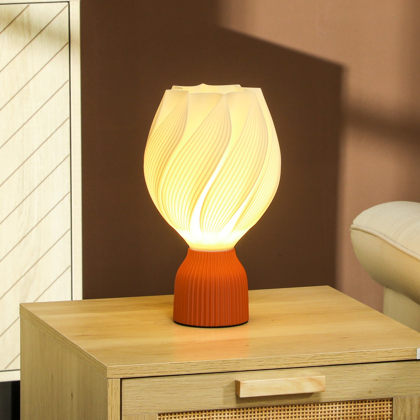 HOMCOM 3D-gedruckte Lampe mit Blütenblattformen, Kunststoff, energieeffizient, Weiß