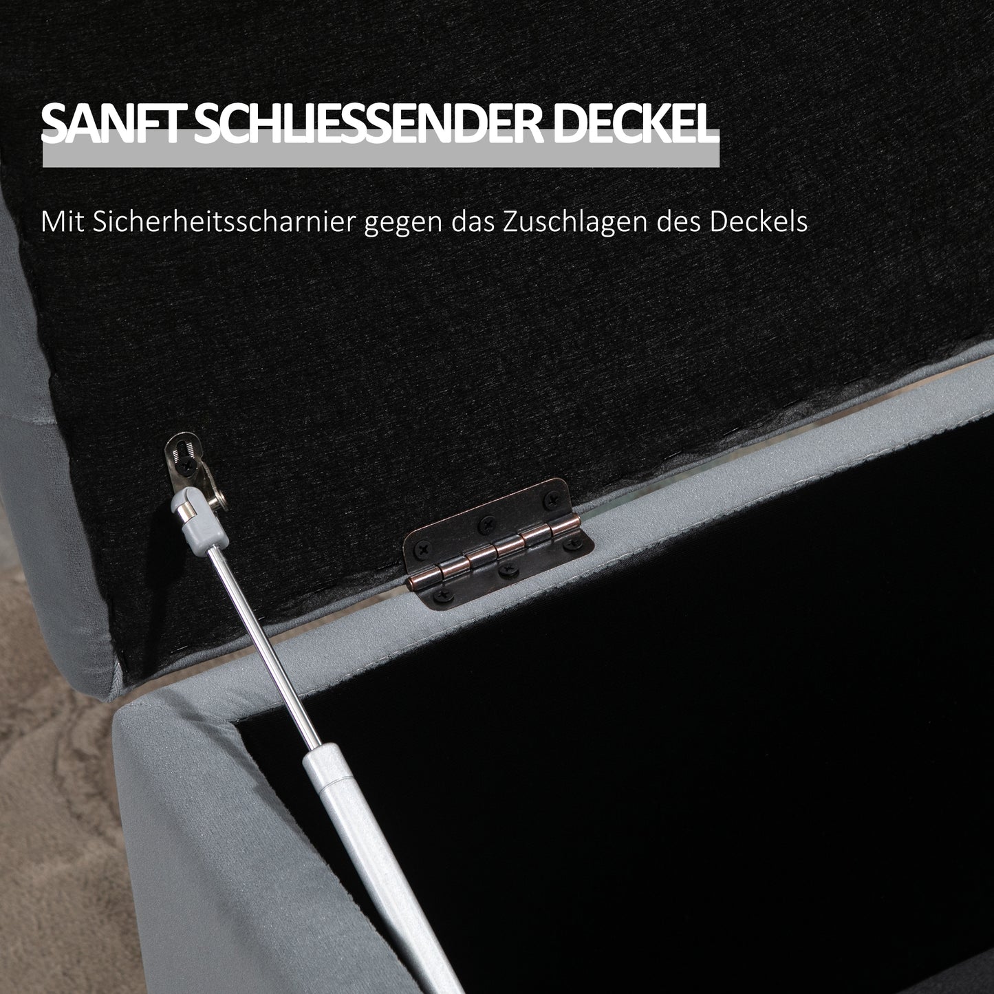 HOMCOM 3-teiliges Set mit Stauraum, 2 x Sitzhocker, Polster-Sitztruhe, Fußhocker, Aufbewahrungsbox, Fußablage, belastbar bis 130 kg, Mikrofaserstoff, Schaumstoff, 75 x 40 x 42 cm, Hellgrau