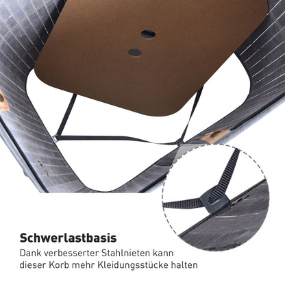 HOMCOM Wäschekorb schmal mit Deckel 72L Wäschesammler mit Griff, herausnehmbarer Wäschesack, Wäschebox für Waschküche Schlafzimmer Badezimmer, Grau