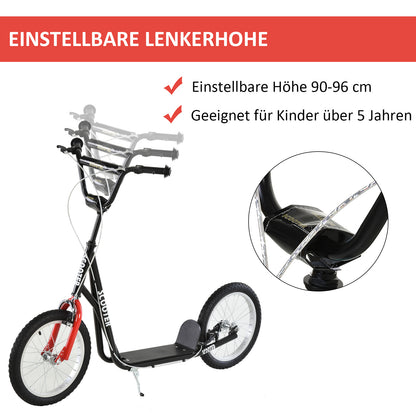 HOMCOM Kinderscooter mit Bremse höhenverstellbar Leichtbau Schwarz