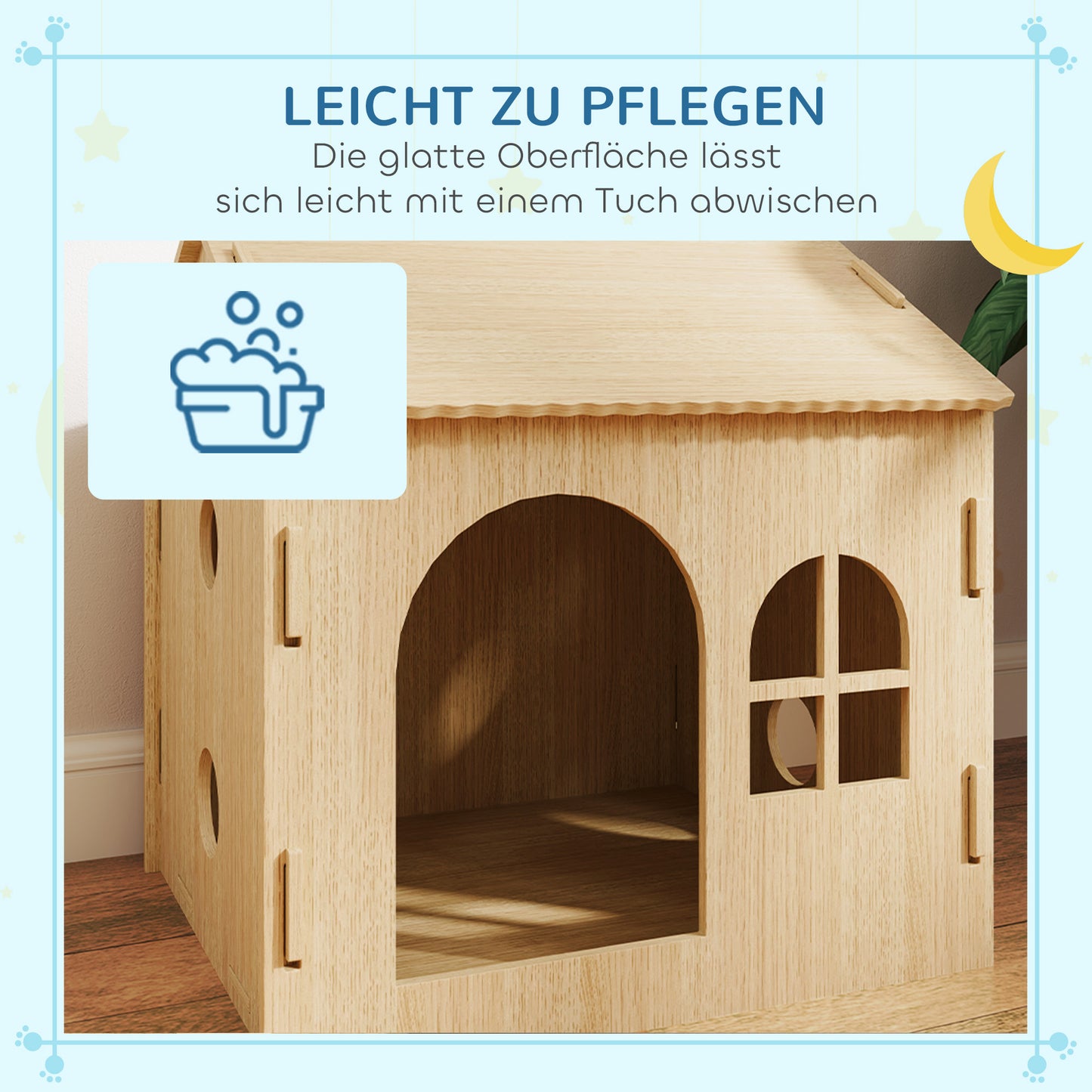 PawHut Hundehütte/Katzenhaus für Indoor, intedliches Design, 50 x 41 x 51 cm