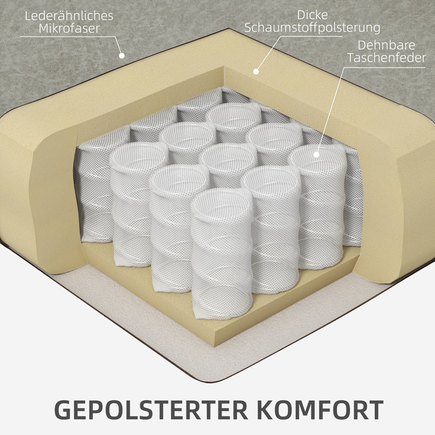 HOMCOM Relaxsessel mit Fußstütze und Liegefunktion, inkl. Getränkehalter, bis 150 kg, Braun