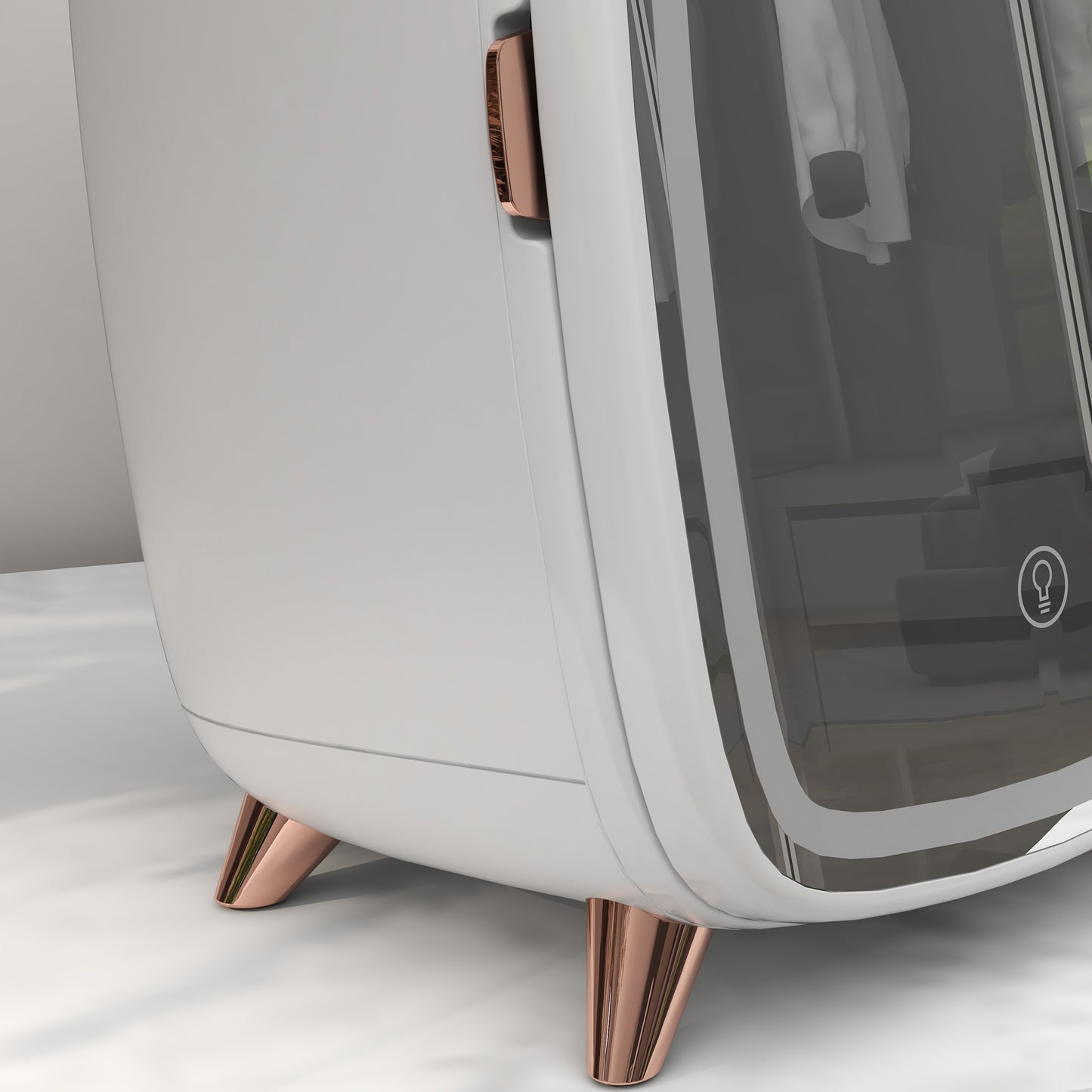 HOMCOM Minikühlschrank für Kosmetikprodukte, Getränke und Snacks, tragbar, mit beleuchtetem Spiegel, leiser Betrieb, 6L, Weiß