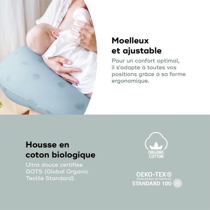 Babymoov B.LOVE Maternity & Breastfeeding Cushion with Ultra-fine Microbead Filling - Made in Europe, Blue