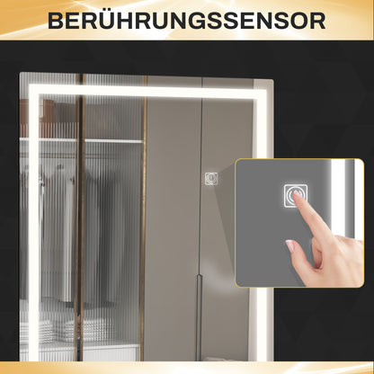HOMCOM Ganzkörperspiegel mit LED, dimmbar, Touchsensor, Speicherfunktion, silber, 40x120 cm