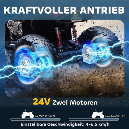 AIYAPLAY Kinder-Elektro-Quad, 24V Elektro-Fahrzeug mit 4 Rädern, Scheinwerfer, USB-Anschluss, MP3-Funktion, 6,5 km/h, 3-8 Jahre