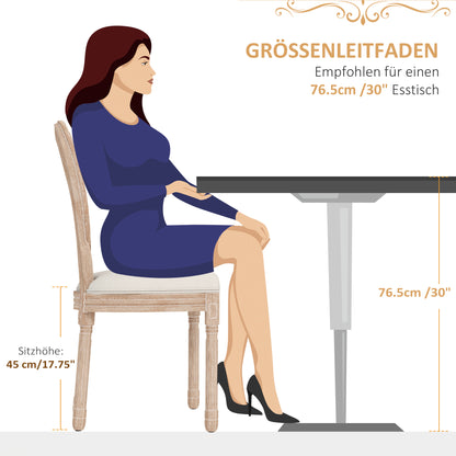 HOMCOM 2er-Set Esszimmerstühle Küchenstühle, Vintage Design, Wienergeflecht-Optik, Natur + Creme