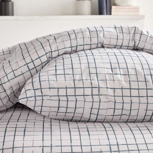 Bedding set - TODAY Crazy - Check print - 2 people - 220 x 240 cm - White
