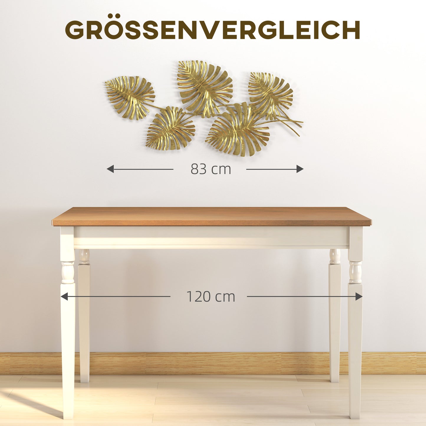 HOMCOM Wanddekor-Set aus Metall, lackierte Oberfläche, Blatt-Form, Goldfarben