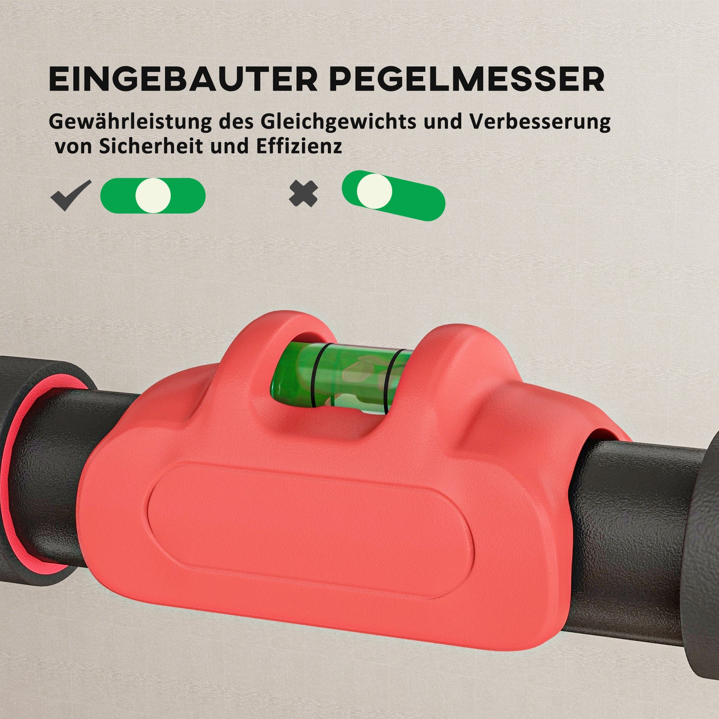SPORTNOW Klimmzugstange, verstellbar 81-107cm, Wasserwaage, 6-Punkt-Unterstützung, Metall, Schwarz/Rot