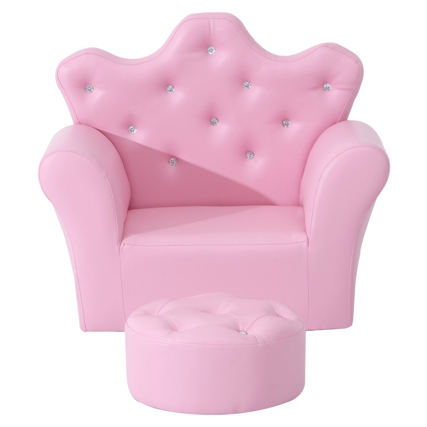 HOMCOM Spielsofa für Kinder, Kindersofa mit Ottomane, Kindercouch Prinzessinnen Spielsofa Kindercouch Mini Couch für Kuschelecke, Kinderzimmer, Spielzimmer, Schlafzimmer, Rosa