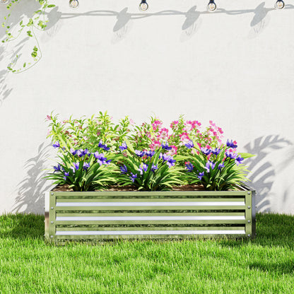 Outsunny Gartenbeet, Pflanzkasten mit Stahlgehäuse, Silber, 120 x 120 x 30 cm