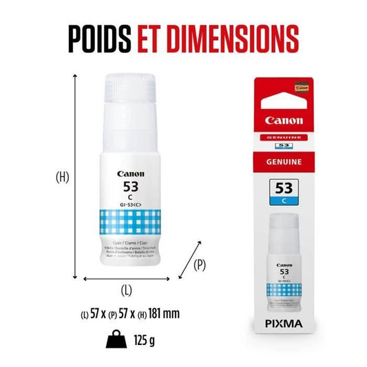 Ink bottle - Canon - GI -53C - Cyan - Pixma G650 and G550 compatibility - (4673C001)