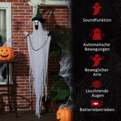 HOMCOM Geister-Dekoration für Halloween, Grusel-Heulen und Bewegung, batteriebetrieben