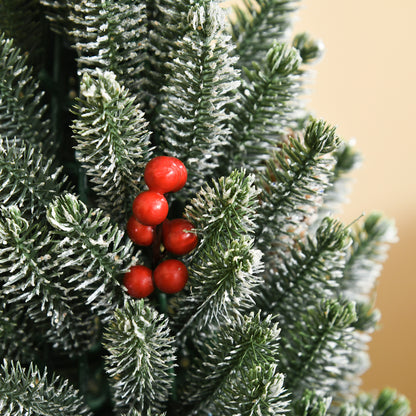 HOMCOM Mini Weihnachtsbaum mit Tannenzapfen, roten Beeren und Übertop 50 cm hoch, Mehrfarbig