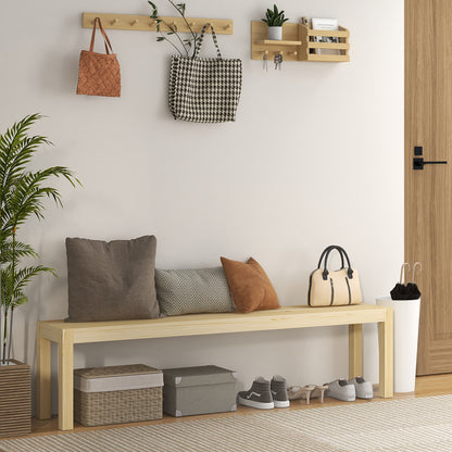 HOMCOM Sitzbank, Platz für 3 Personen, bis 330 kg, Kiefernholz, 175x33x45 cm