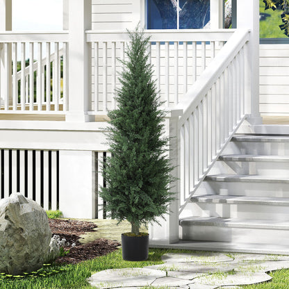 HOMCOM Zypressen-Kunstpflanze, 638 Kunststoff-Blätter, mit Topf, UV-beständig, Grün