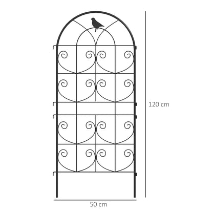 Outsunny Rankgitter Metall 2er Set zum Stecken rostfrei Rankhilfe mit Vogeldesign für Kletterpflanzen 50x120 cm Schwarz