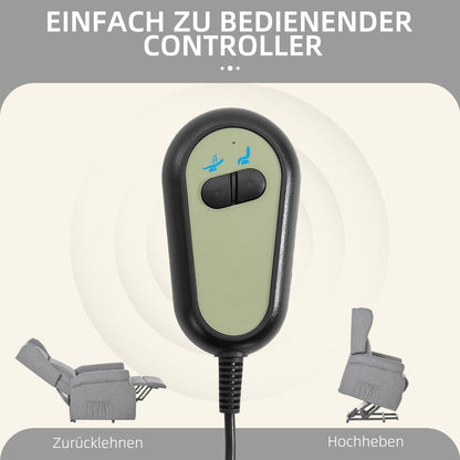 HOMCOM Relaxsessel, Aufstehhilfe, Liegefunktion, bis 200kg, 72,5x94x109cm, Grau