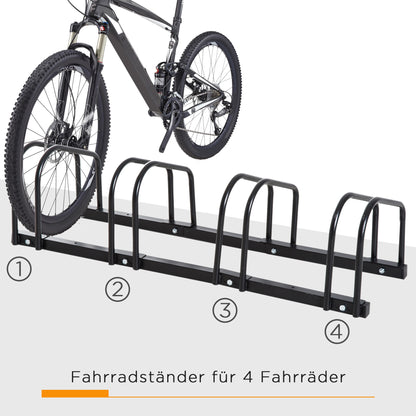 HOMCOM Fahrradständer für 4 Fahrräder, wetterfest, Wand- oder Bodenmontage, Stahl 110 x 33 x 27 cm