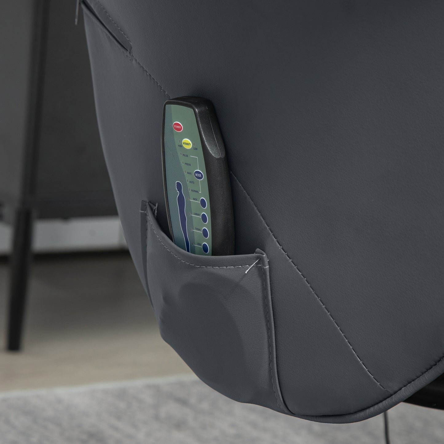 HOMCOM Massagesessel mit Fußhocker, Ergonomischer Stuhl mit 10 Vibrationspunkten, Kunstleder, 76 x 81 x 105 cm, Dunkelgrau